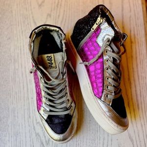 P448 Metallic High Top Sneakers